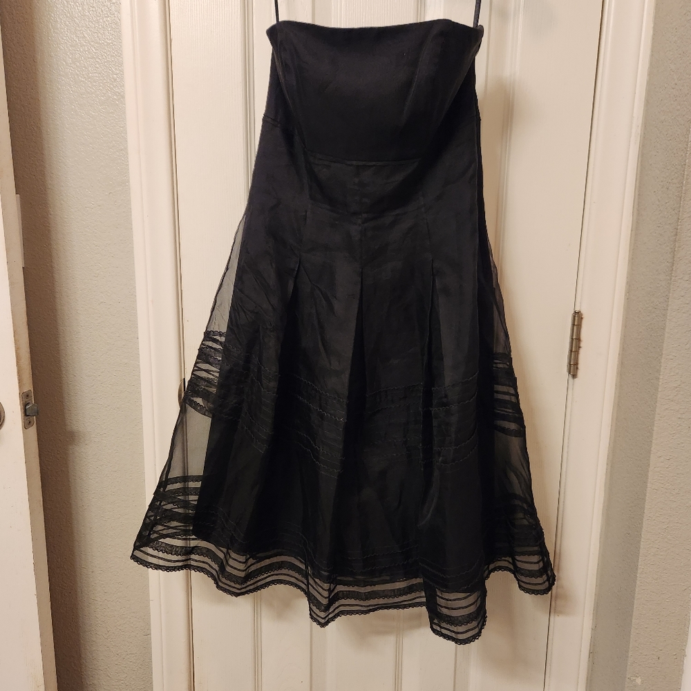 White house black market silk strapless dress size 2